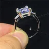 Vecalon luxo 100% real 925 esterlina prata anel princesa corte 4ct 5a zircon cz anéis de banda de casamento de noivado para mulheres presentes homens