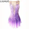 Sukienka na łyżwach figurowych Damska Damska Dress Lodowa Dress Purple Open Back Spandex Mikro-Elastyczne Łyżwiarstwo Nosić