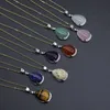 Heiße natürliche Amethyst tropfenförmige Anhänger Halskette Pulver Kristall roter Achat Tigerauge Lapislazuli Designer Halskette weiblichen Schmuck bestes Geschenk