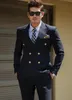 Custom Made Mens Prom Tuxedo Suits Black Double Breasted Blazer 2 Pieces Slim Fit Peak Lapel Formal Business Coat Pant Suits218U