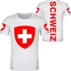 スイスTシャツDIY無料カスタムメイド名Che Tシャツ国旗CHレッドドイツ国カレッジプリント写真服