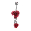 Aço Inoxidável Hypoallergenic umbigo anéis de Cristal Rose flor Body Piercing bar Jewlery para as mulheres Biquíni Moda Anéis de Umbigo