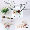 Gothic Antlers Deer Horns Branch Flower Twig Hair Band Headband Cosplay Fancy Head Dress Christmas Costume Hairband Photo Props