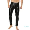 Mens Patent Leather Pants Zipper Bulge Pouch Tight Shinny Leggings Trousers Underwear Clubwear Party Sexy Leotard Costumes XM01270r