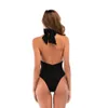 Sexy One Piece Swimsuit Mulheres 2019 Pad Backless Corte Alto Oco Out Thong Onepiece Monokini Swimwear Maiô Terno De Banho Trikini 2019