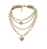 Fashion-Multi Layered Pearl Choker Halsband Krage Ställning Virgin Mary Coin Crystal Pendant Halsband Kvinnor Smycken