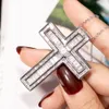 Nieuwe 925 Zilveren Prachtige Bijbel Jesus Cross Hanger Ketting voor vrouwen mannen Crucifix Charm Gesimuleerde Platina Diamanten Sieraden N022