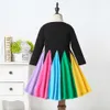 2020 Newest Baby Clothes Toddler Baby Girls Rainbow Dress Kids Cotton Long Sleeve Dresses Autumn Striped Casual Clothes 1-5T Kids Clothing