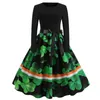 Floral Print Vintage Pinup Jurk Lente Jurk Vrouwen Elegante Party Jurken Nieuwe 2019 Lange Mouw Casual Midi Black Plus Size