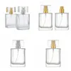 30 ml 50ml lege glas parfumflessen reizen vierkante spray verstuiver vulbare fles geur case 2styles rra2357