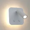 TOPOCH BED WALL Sconces Dual Switched Lamped LED Bakgrundsbelyst 6W med justerbar läslampa 3W Fokusera lins för korridor Aisle Bedside 100-240V