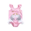 Baby girls unicorn swimwear One bitar baddräkt tjejer ruffle bikini set 2019 sommar prinsessa barn flickor unicorn horn beachwear baddräkt