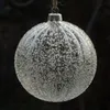 ديكورات عيد الميلاد قطرها 6 سم كرة زجاجية مخططة الكرة الشفافة مع رقائق الشجرة قلادة زخرفة الكرة 11225947