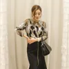 Merk beroemde 2018 vrouwen kristal Blouses sexy kant kralen herfst winter top en shirts blusa femme camisa groothandel