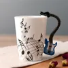 Nouveauté guitare tasse en céramique personnalité Note de musique lait jus citron tasse café thé tasse maison bureau verres cadeau Unique
