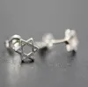 Mode smycken kvinnor pläterade 925 sterling silver örhängen tråd ritning frostad hexagonal stjärnstångörhängen 24pairs