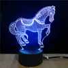 Сияющий Td068 творческий подарок 7 цветов Изменение лошади Стиль сенсорный 3D LED Night Light