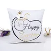 Happy Easter Shining Bronzing pillow case Bunny Rabbit Design Square Cotton Pillowcase Sofa Car Cushion Covers Festival Home Decorations