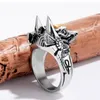 Anubis wolf knappe ring voor mannen punk Egypte kruis hoogwaardige roestvrijstalen zilveren kleurringen6183601