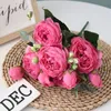 Kunstmatige Rose Bloemen Pioen Boeket Voor Bruiloft Decoratie 5 Heads Peonies Fake Flowers Home Party Decor