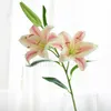 Artificial flower Lily flowers 3 hands feel lilies artificial flower wedding home decoration flowers plants simulation potted flowers 5982