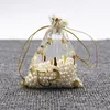 200Pcs Gold Heart Organza Drawstring Bags Wedding Favor Gift Bag 9X12 cm 3 5 x 4 7 inch Multi Colors275M