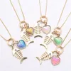 New Arrival Fish Bone Design Charming Pendant Necklace For Children Diy Girls Heart Chain Necklace Kids Baby Best Gift