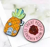 Pineapple Ananas Brooches - TREAT PEOPLE WITH KINDNESS Flower Brooch Cartoon Enamel Lapel Pin badge For Women Girl Boy Kids SHU42