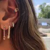 Rainbow Fashion Women hoop Earring Latest New Design Safety Pin Shape Ear Wire Gold Plated Trendy Gorgeous Women Jewelry