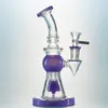 피라미드 디자인 보라색 봉 샤워 헤드 퍼크 7 인치 유리 오일 rigs 미니 DAB 조작 물 파이프 Heady Glass Bubbler XL275