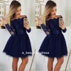 Lange mouwen Kant A-lijn Homecoming Jurken Tule Applique Short Prom Graduation Party Jurken Plus Size Vestidos de Festa GD7782