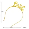 3pcs guld brud att vara sash slöja tiara krona uppsättning för romantisk bröllop brud dusch bachelorette party dekorations idéer leveranser