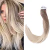 Top quality 8A-indian remy human hair Straight wave PU tape on hair Extensions 2 5g per piece Ombre Color 6T613# 40pcs274Q