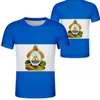 HONDURAS 티셔츠 DIY 무료 맞춤형 이름 번호 모자 티셔츠 국가 플래그 hn 국가 인쇄 사진 로고 온두라스 스페인어 의류