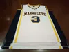 Custom Men Youth Dames Vintage # 3 Dywane Wade Marquette College Basketball Jersey Size S-4XL of Custom Any Name of Number Jersey