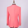 Watermelon Red Groom Tuxedos Notch Lapel One Button Center Vent Men Wedding Suit Men Business Dinner Prom Blazer(Jacket+Pants+Vest)