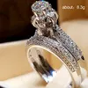 Несколько стиль Bling Bling горный хрусталь обручальное кольцо женщины Циркон свадебный комплект кольцо подарок для пары любовь высокое качество