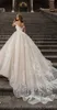 Robe de mariée en dentelle Champagne, épaules dénudées, avec des Appliques en Tulle, avec traîne Court, robes de mariée, 2020