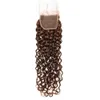 Molhado e ondulado castanho chocolate Humano Brasileiro Cabelo Weave Pacotes com fecho Dark Brown Water Wave 3Bundles com 4x4 Lace Encerramento 4pcs Lot