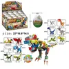 24 lådor i en uppsättning dinosaur äggmontering byggstenar barn gåva små partiklar passar pussel leksaker