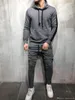 Mäns Tracksuits Mens Höst Vinter Sportkläder Hoodies Byxor Ställer långärmad jacka Outwear Black Gray Plus Size M-3XL