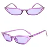 DHL Free Ship Sharp Cat Eye Women Sunglasses Slim Frame Sun Eyeglasses UV400 Plastic Candy Color Rim Metal Hinge 7 Colors