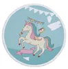 Microfiber Unicorn Round Beach Towel with Tassel Custom Logo Thermal Transfer Yoga Mat Shawl Tapestry Home Decor Beach Cover Up 150cm*150cm