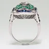 Элегантное изумрудное циркон синий топаз серебряный кольцо европейское и американское популярное украшение для рук для подарка на день рождения мамы 256M