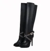 Plus Size 33 tot 42 43 Luxe Klinknagels Rode Bottoms Hoge Hakken Designer Schoenen Knie Hoge Laarzen