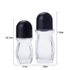 30ml 50ml Clear Glass Essential Oil Perfume Bottle Flat Roll On Bottle with Large Plastic Roller for Body Deodorant Eye Essential Oil