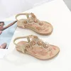 Brilham cristal grampo bonito floral toe Bohemia sandálias mulheres apliques de flores elástico macio única altura crescente mulher sapatos