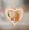 Houten Kerstboom Opknoping Ornamenten Decoraties Elanden Herten Sneeuwman Santa Snowfake Patroon Hangers Home Venster Decor Crafts