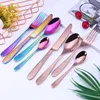 Gold Cutlery Flatware Set Spoon Fork Knife Teaspoon Stainless Dinnerware Set Cutlery Tableware Set Tableware Cutlery Kitchen Accessories