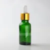 624 Pz / lotto Bottiglie a goccia in vetro da 20 ml Contenitore per liquidi verde E Bottiglie vuote per pipette spesse con coperchi in oro nero argento Gocciolatore in vetro